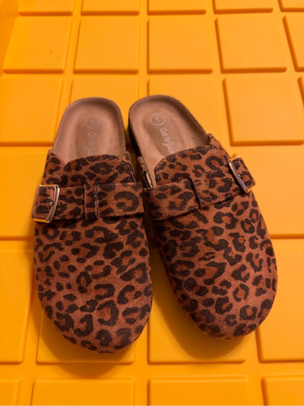 Kids Leopard Print Slip-On Mules in Brown